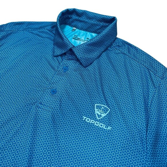 Under‎ Armour Men's Medium Golf Polo Shirt Blue Floral Geometric - Picture 1 of 8
